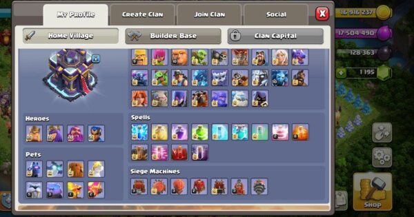 Buy Clash of clans Account TH15 Supercell ID Linked Code 10128