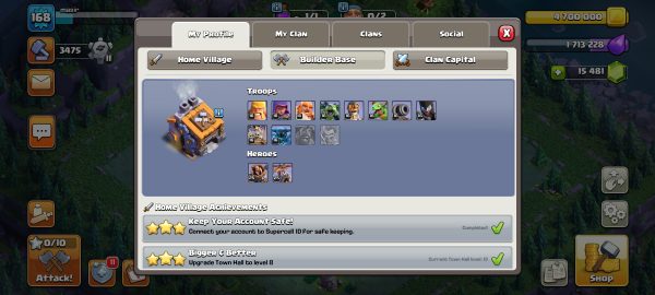 Buy Clash of clans Account TH13 Supercell ID Linked Code 10150