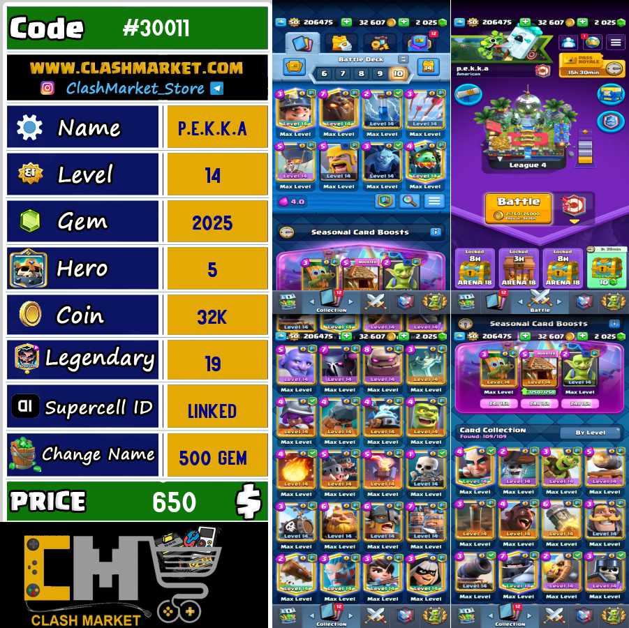 Buy Clash Royale Account Level 14 Code 30011