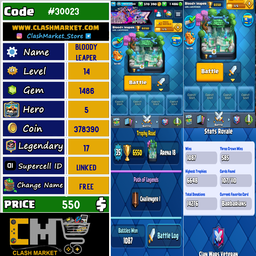 Buy Clash Royale Account Level 14 Code 30023